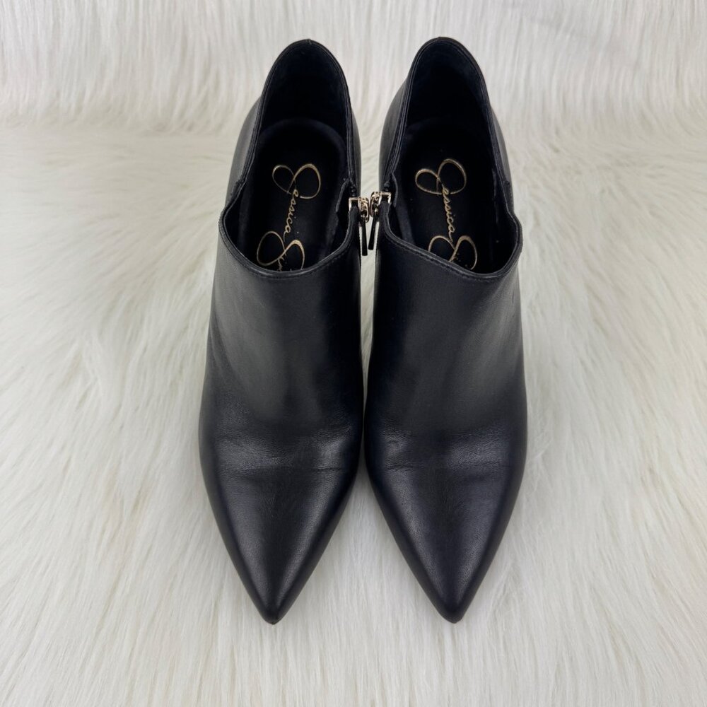 Jessica Simpson Black Pointed-Toe Leather Ankle Booties - Picture 2 of 16